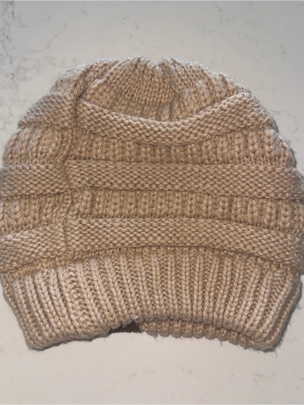 C.C Beige Knit Ribbed Beanie/Toque - Picture 2 of 2